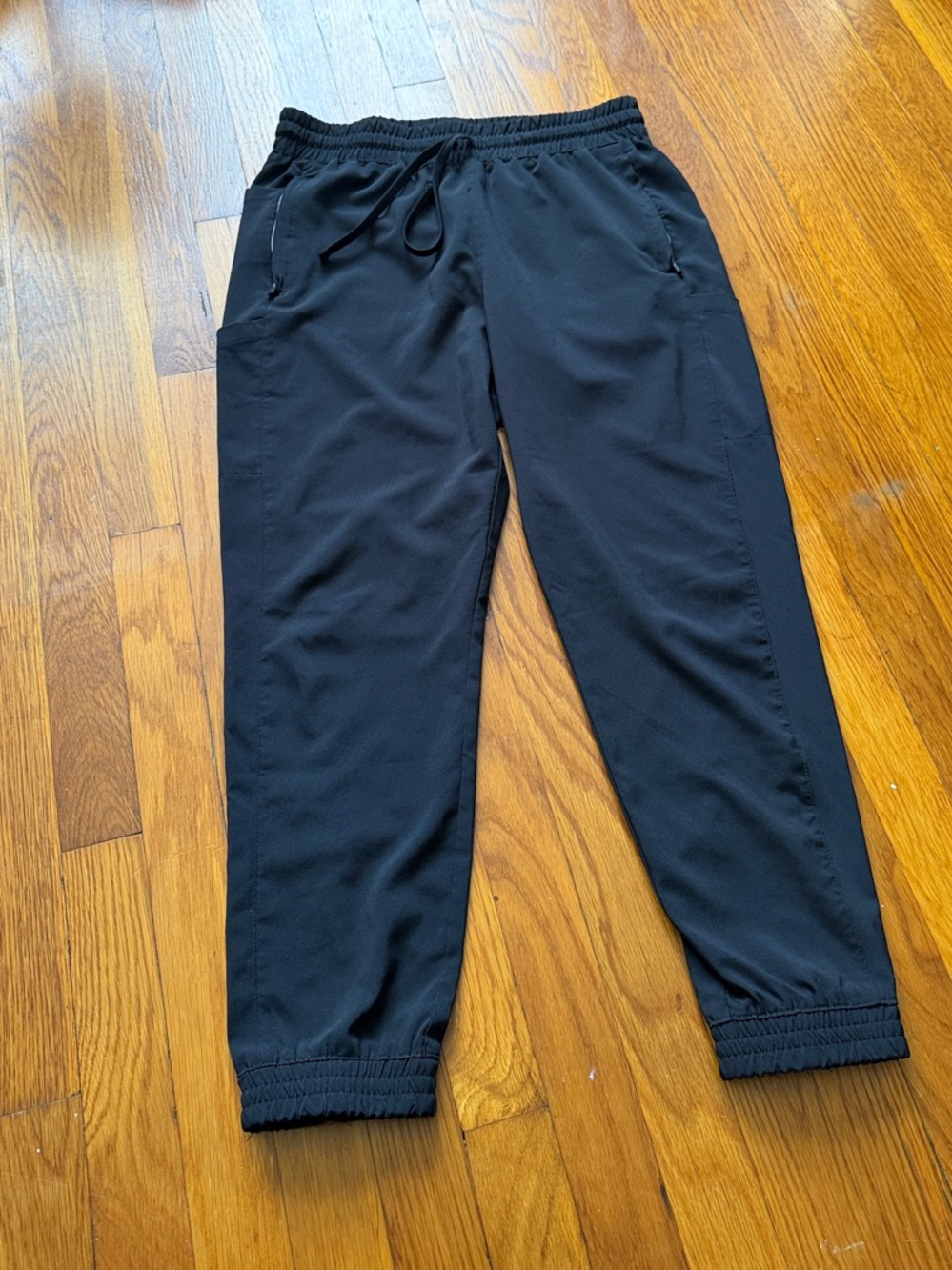 Women Black Jogger Pants - Casual Drawstring Elastic Waist